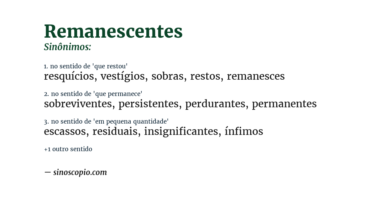 Sinônimo de remanescentes