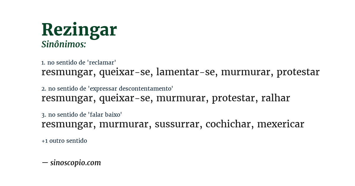 Sinônimo de rezingar