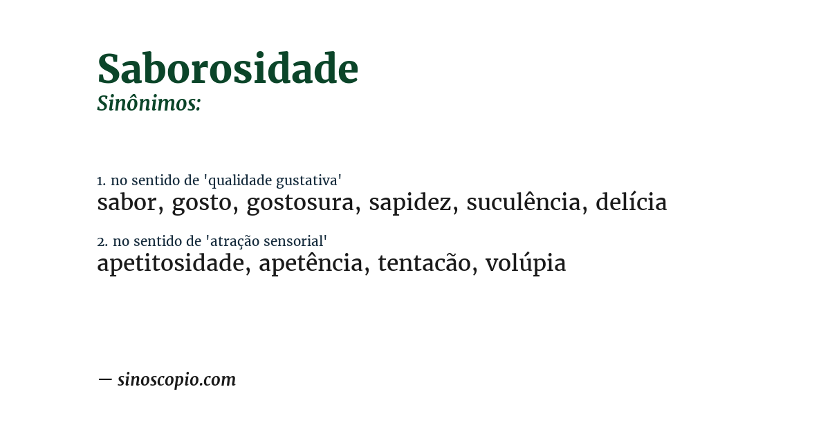 Sinônimo de saborosidade