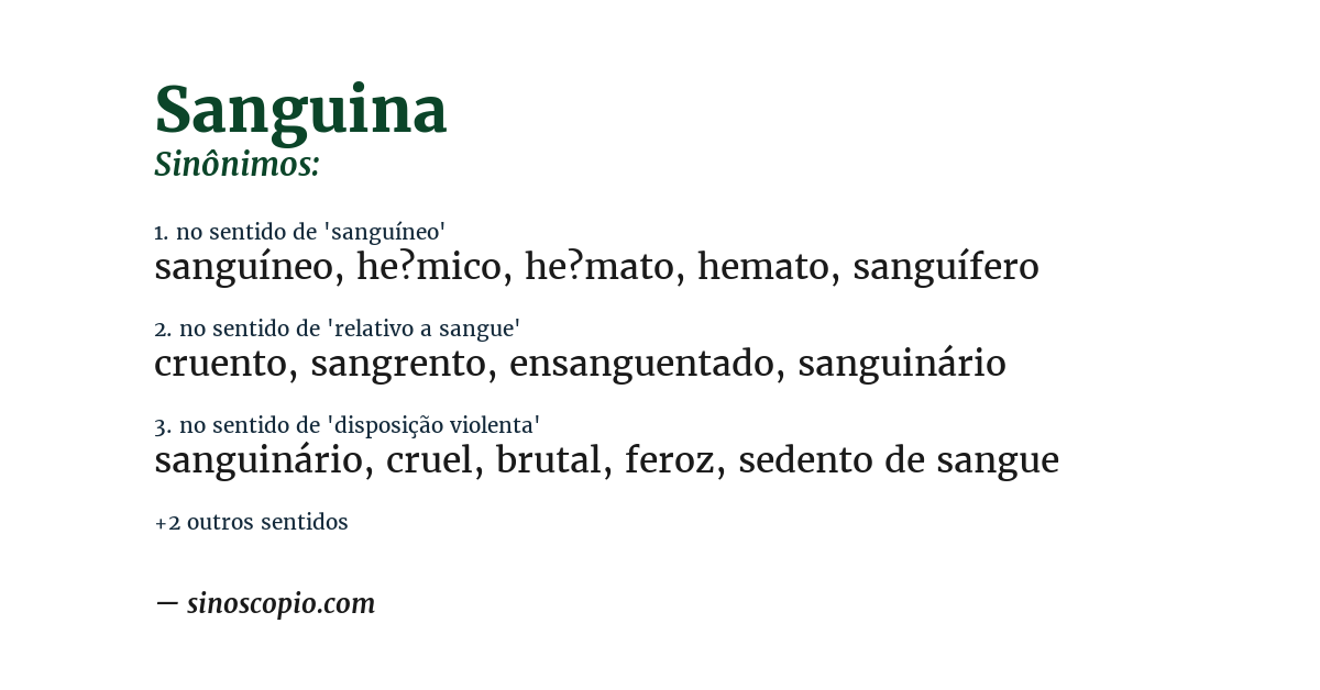 Sinônimo de sanguina