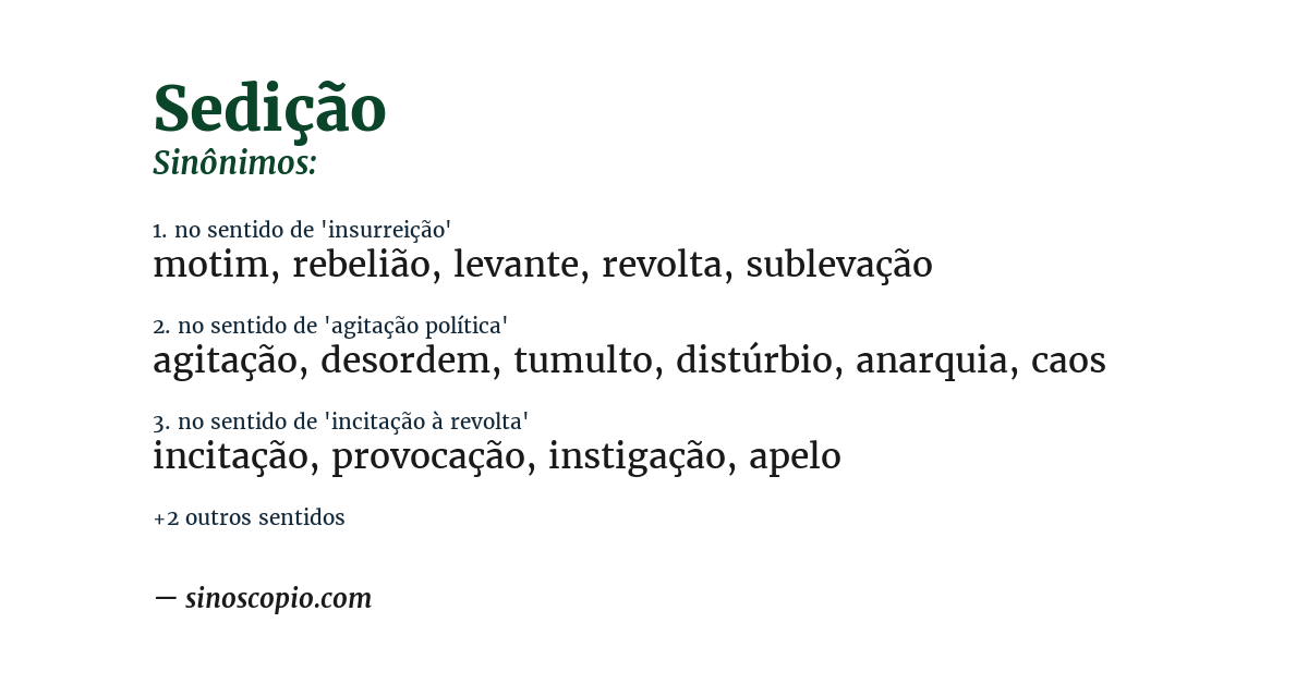 Sinônimo de sedição