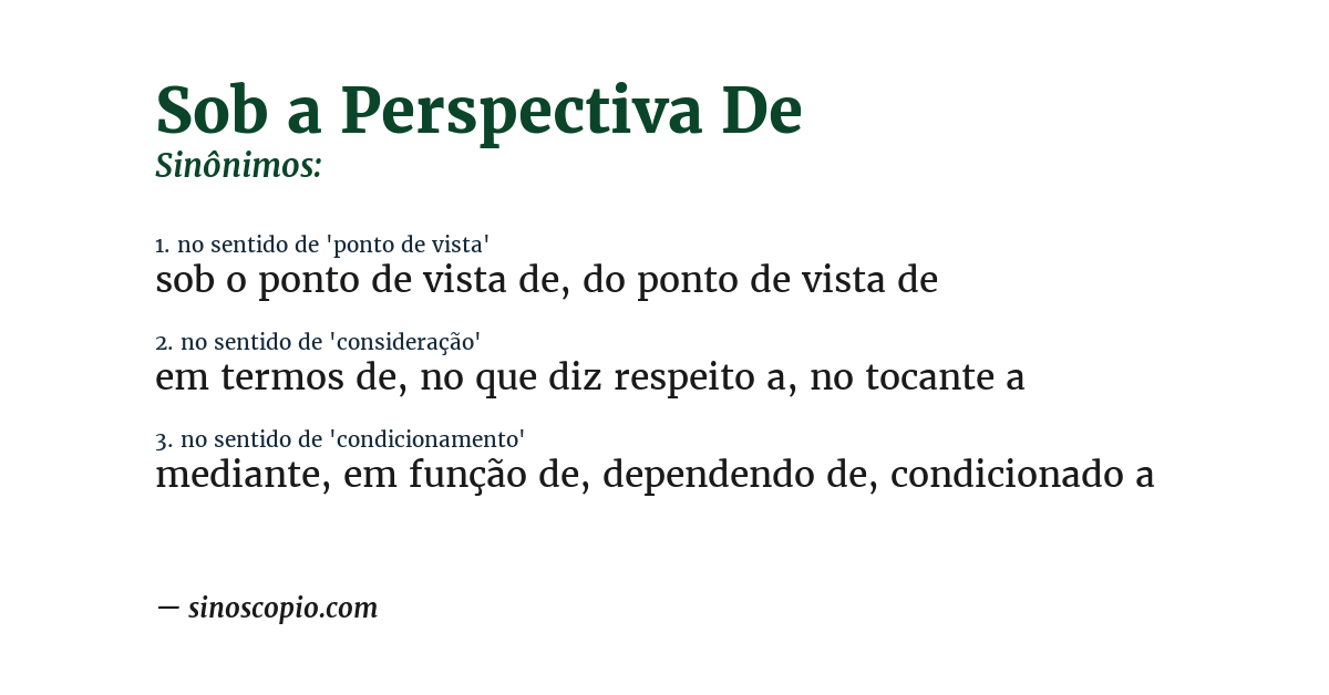 Sinônimo de sob a perspectiva de