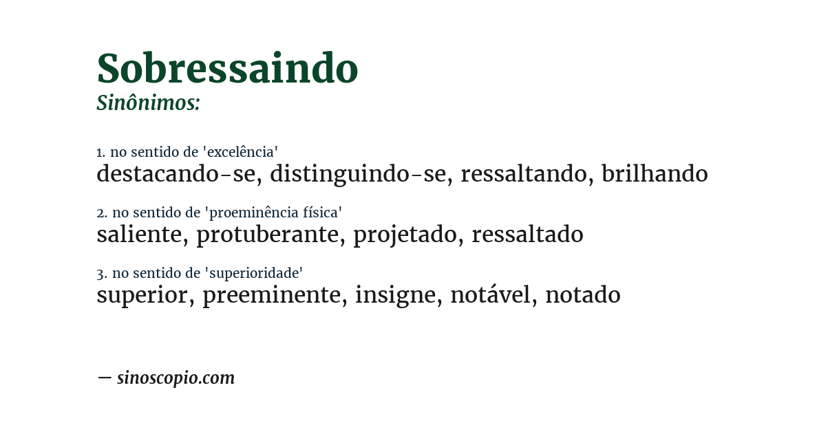 Sinônimo de sobressaindo