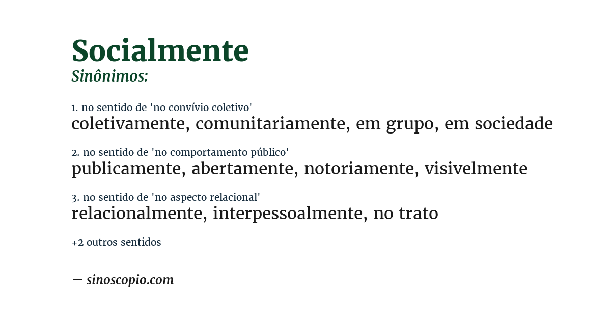 Sinônimo de socialmente