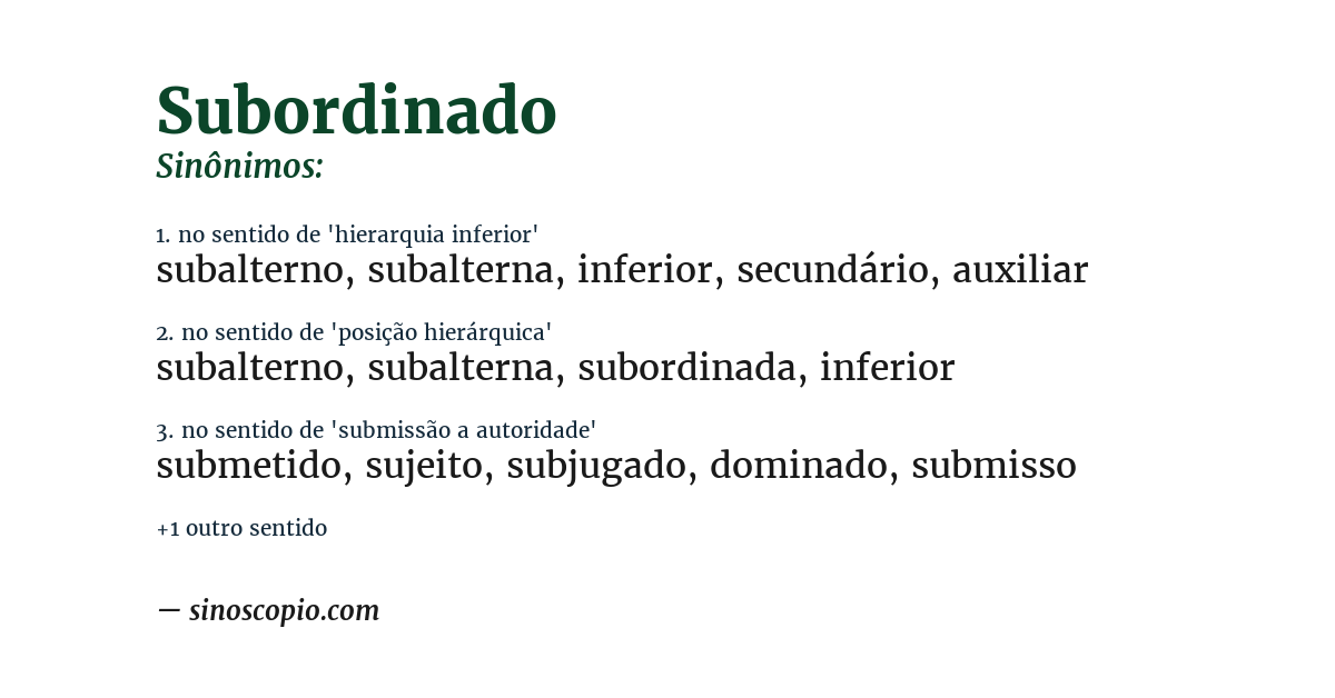 Sinônimo de subordinado