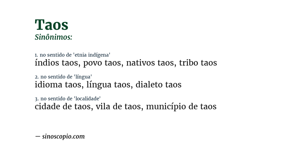 Sinônimo de taos