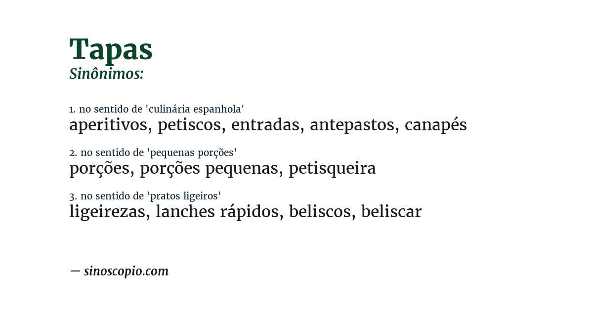 Sinônimo de tapas