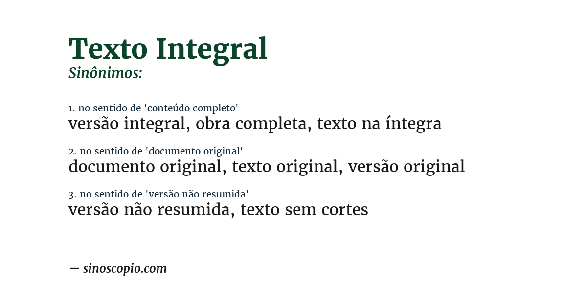Sinônimo de texto integral