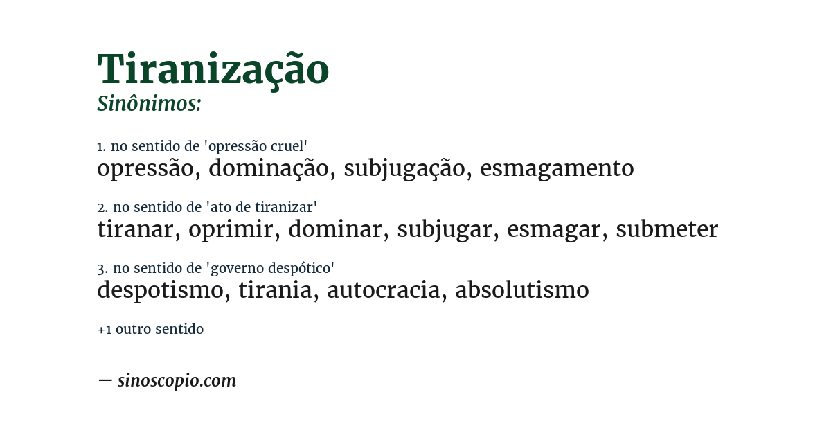 Sinônimo de tiranização