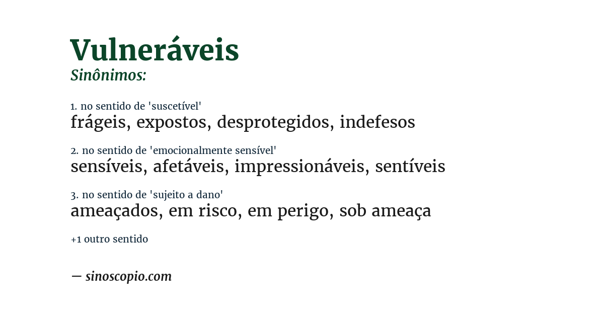 Sinônimo de vulneráveis