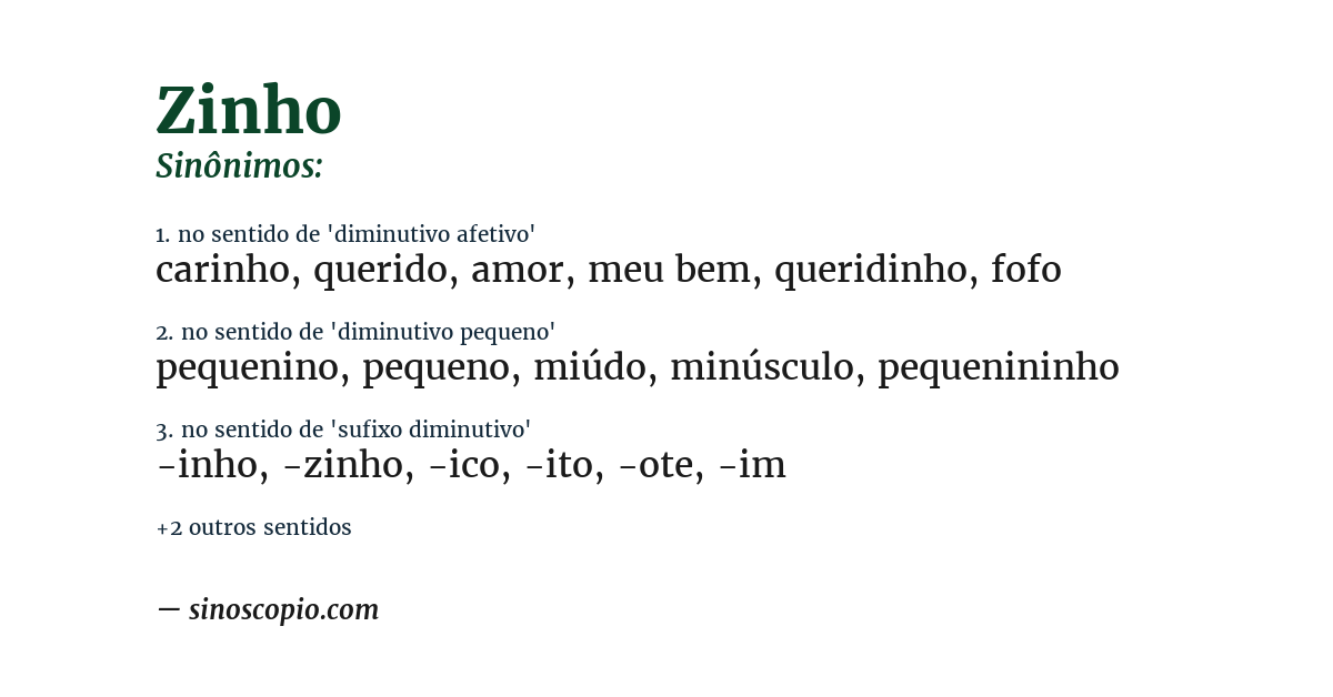 Sinônimo de zinho