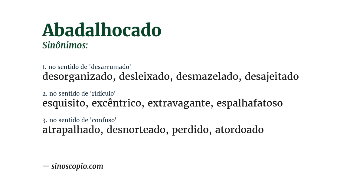 Sinônimo de abadalhocado