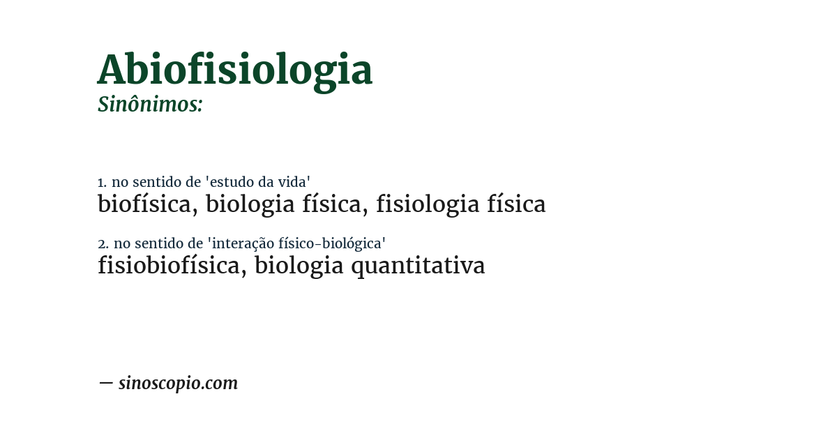Sinônimo de abiofisiologia
