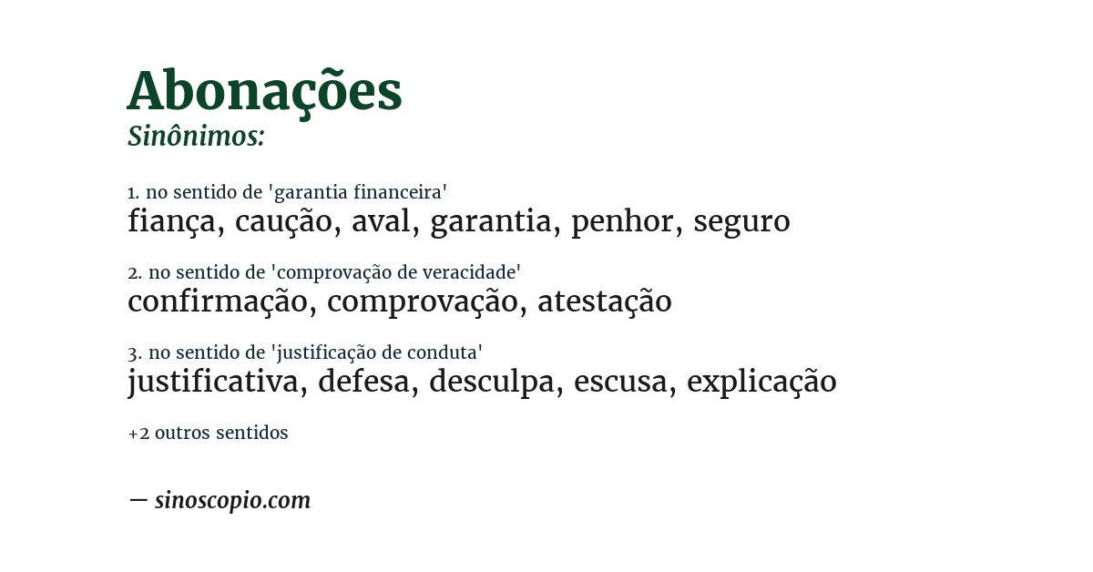 Sinônimo de abonações