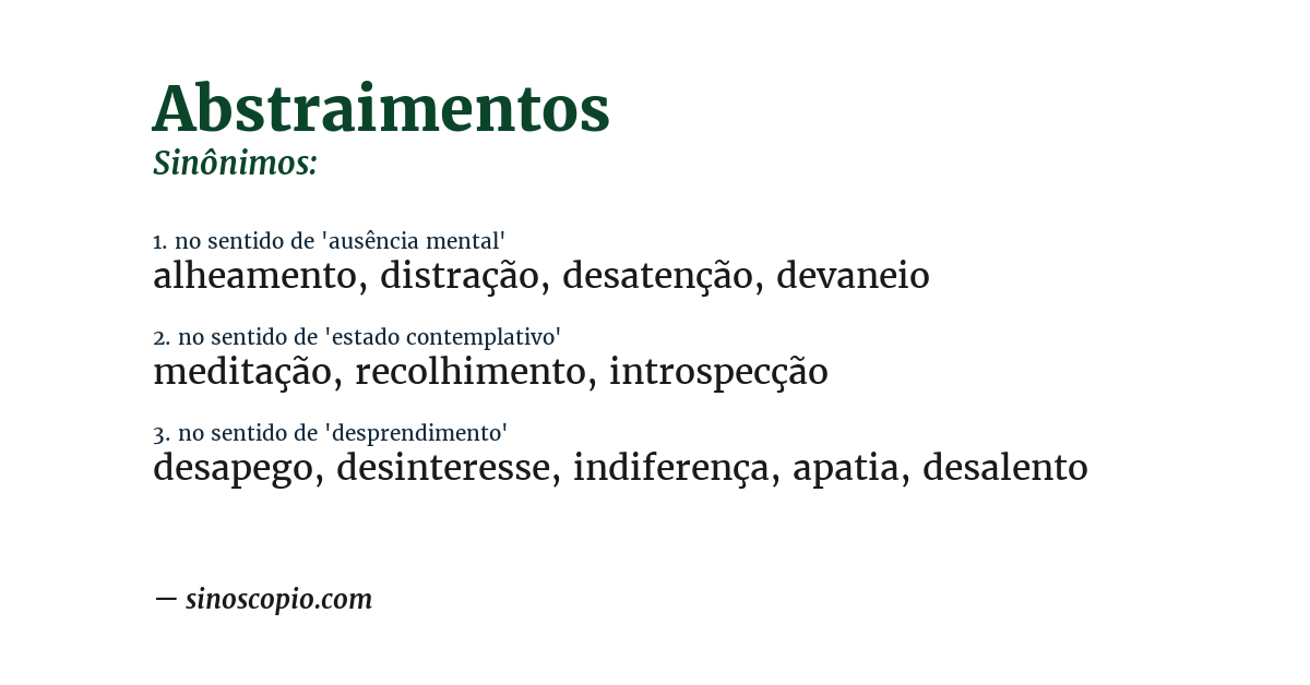 Sinônimo de abstraimentos