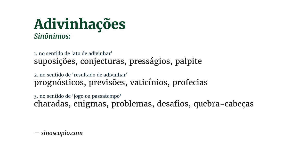 Sinônimo de adivinhações