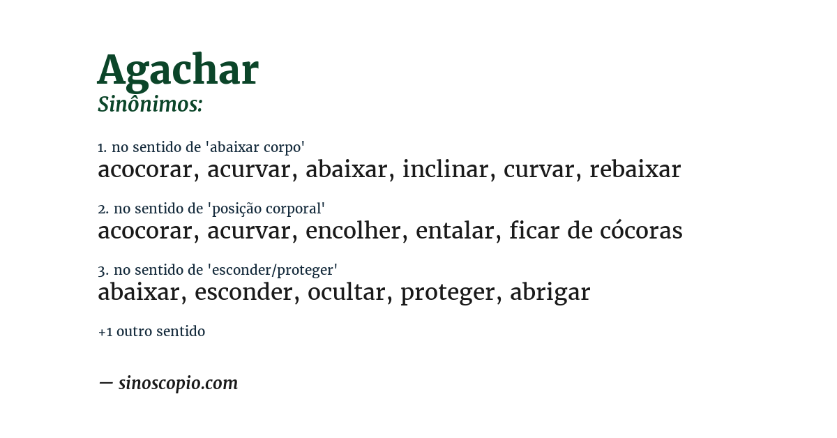 Sinônimo de agachar