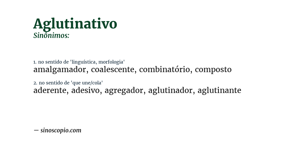 Sinônimo de aglutinativo