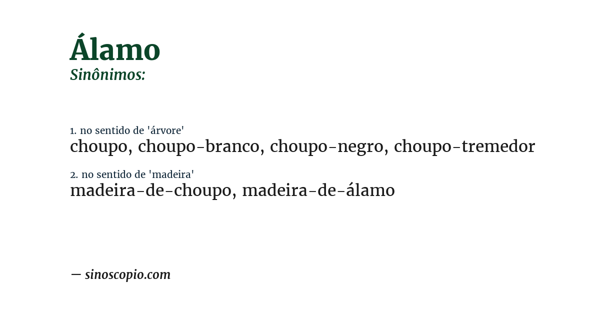Sinônimo de álamo