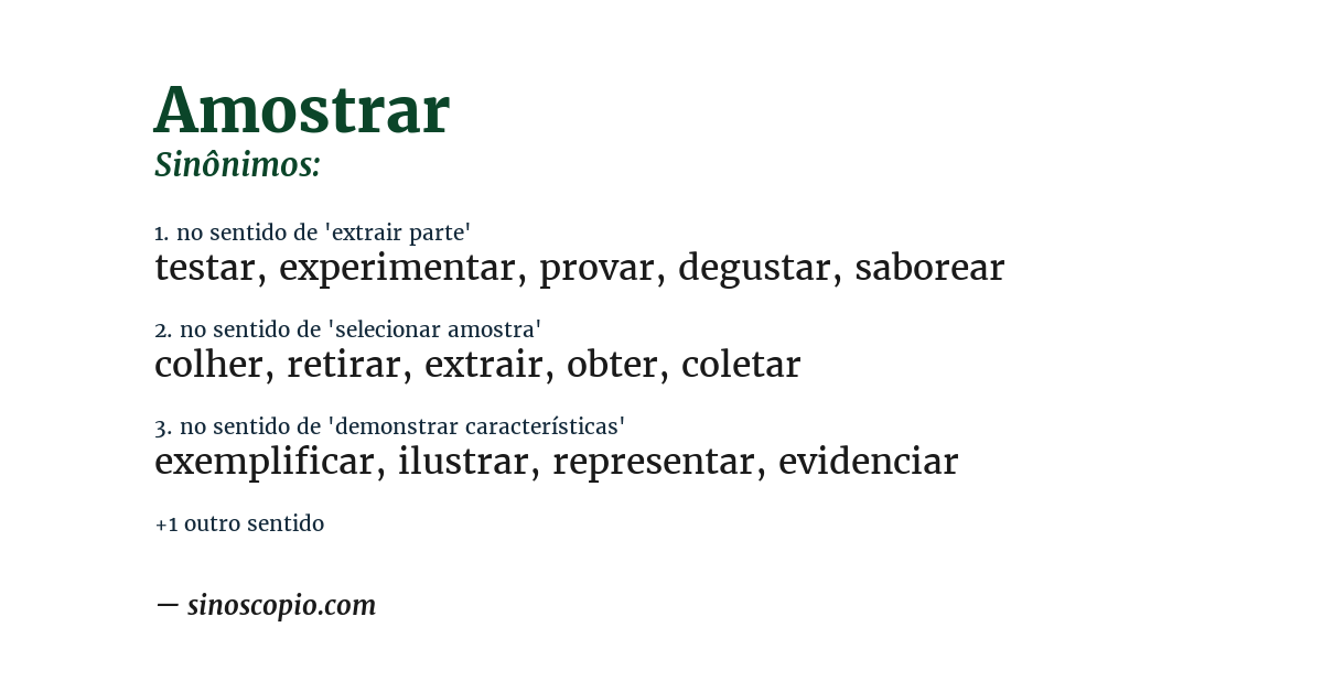 Sinônimo de amostrar