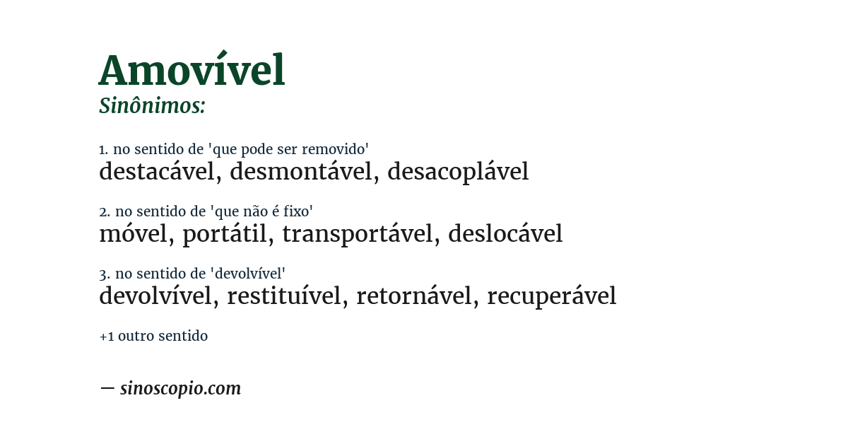 Sinônimo de amovível