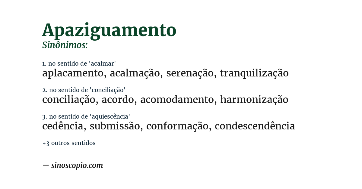 Sinônimo de apaziguamento