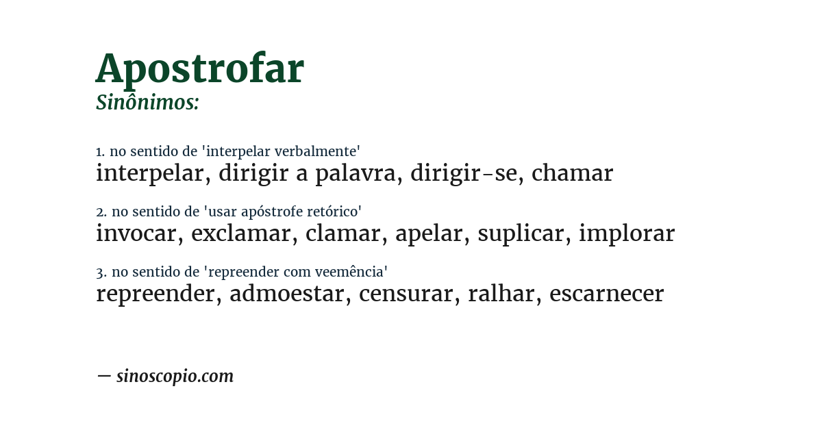 Sinônimo de apostrofar