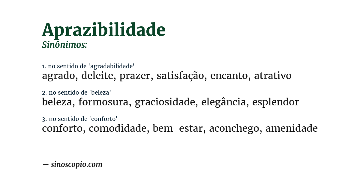 Sinônimo de aprazibilidade