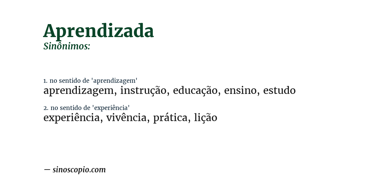 Sinônimo de aprendizada