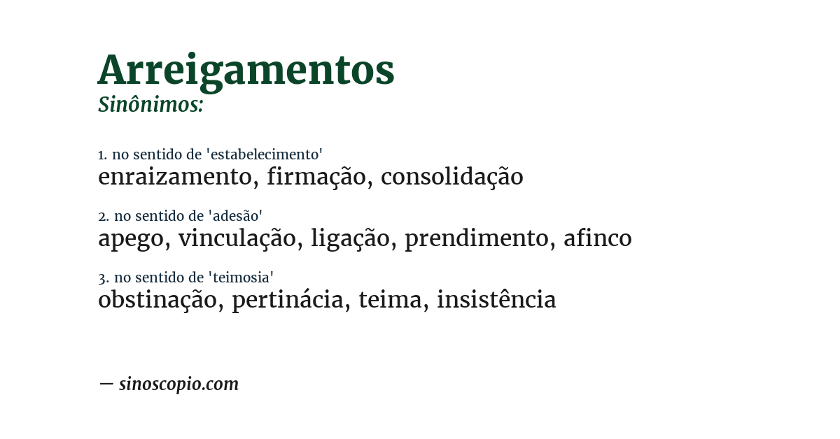 Sinônimo de arreigamentos