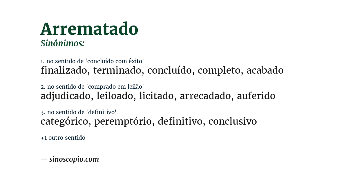 Sinônimo de arrematado