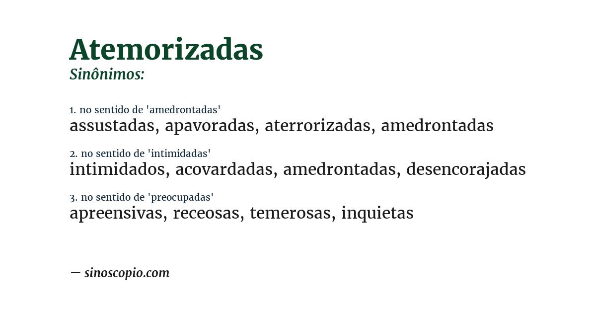 Sinônimo de atemorizadas