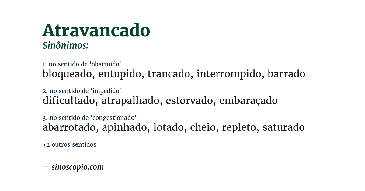 Sinônimo de atravancado