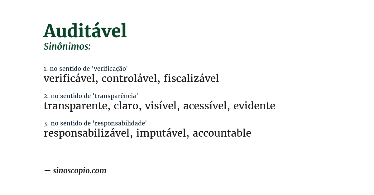 Sinônimo de auditável
