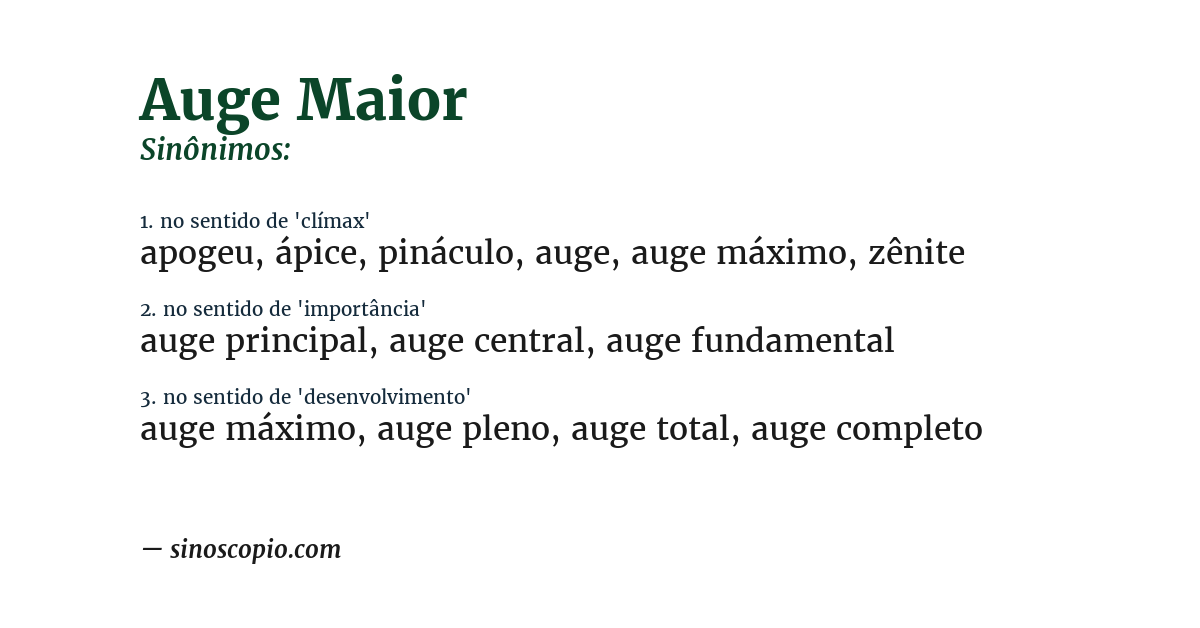 Sinônimo de auge maior