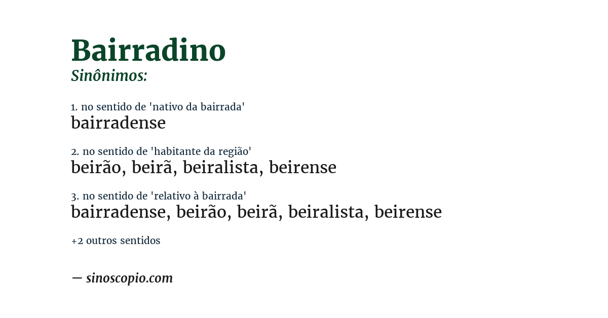 Sinônimo de bairradino