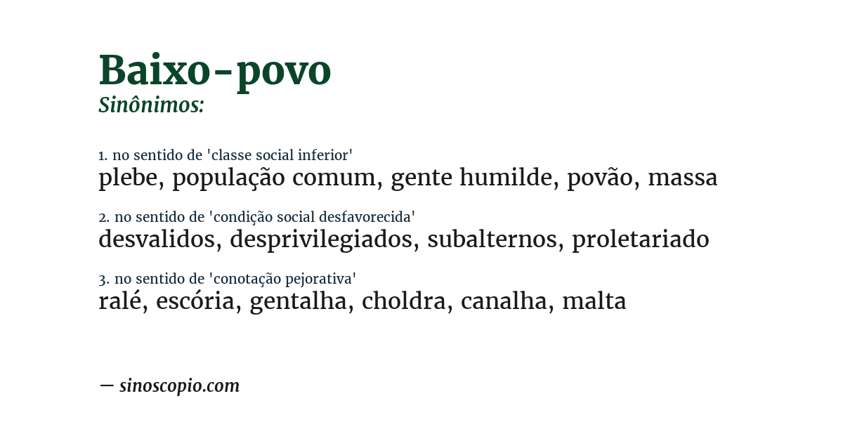 Sinônimo de baixo-povo