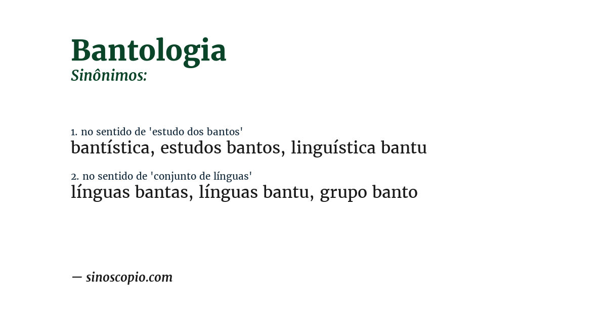 Sinônimo de bantologia