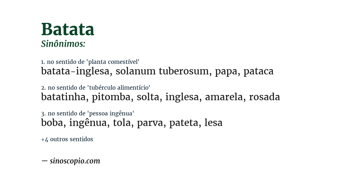 Sinônimo de batata