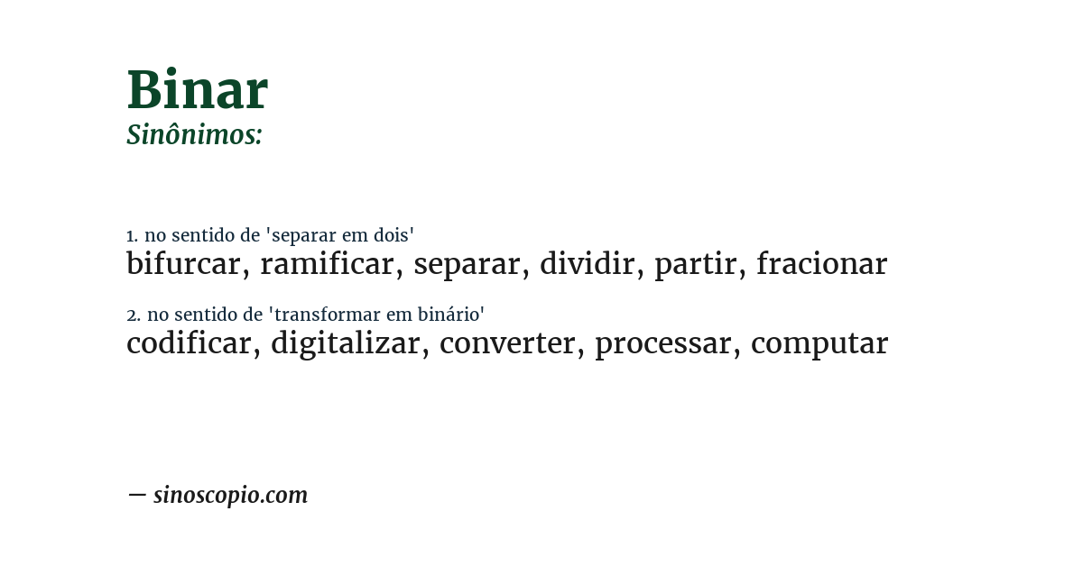 Sinônimo de binar