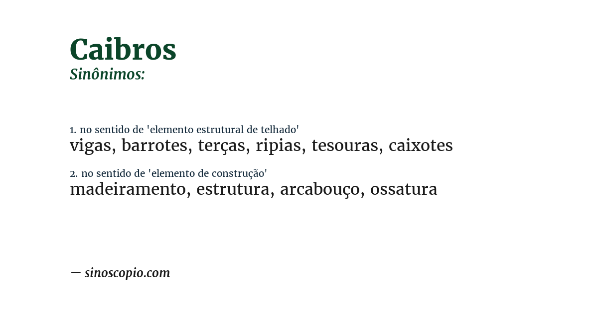 Sinônimo de caibros