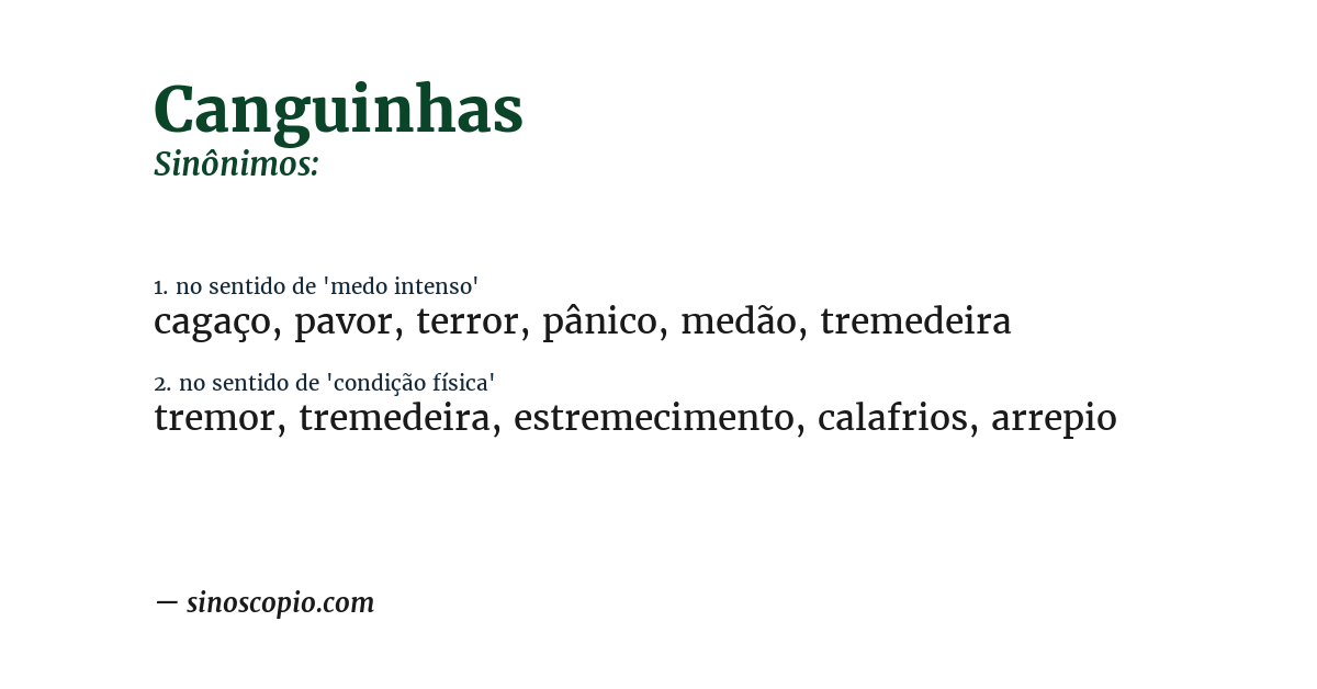 Sinônimo de canguinhas