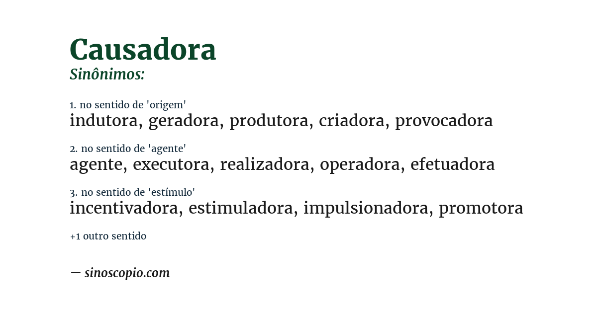Sinônimo de causadora
