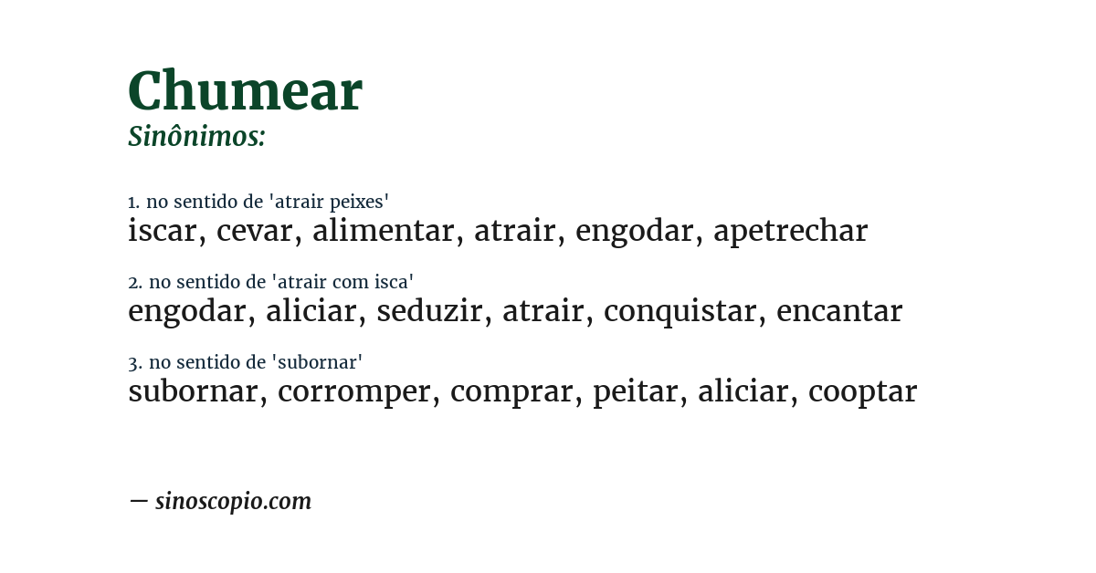 Sinônimo de chumear