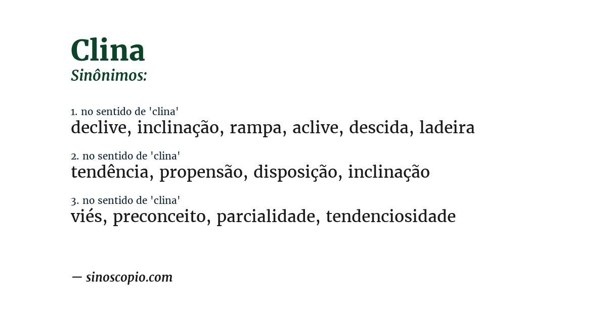 Sinônimo de clina