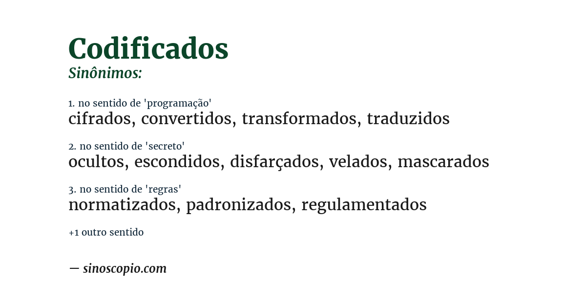 Sinônimo de codificados