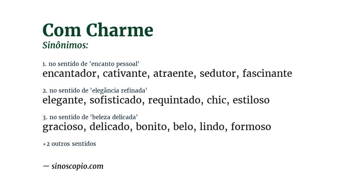 Sinônimo de com charme