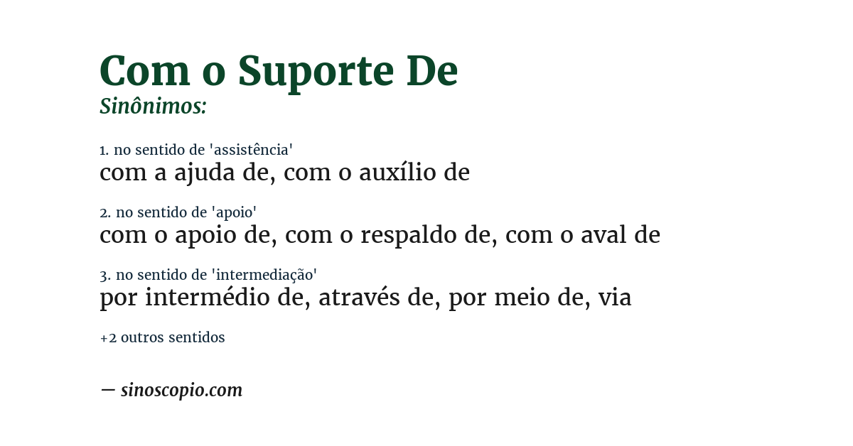Sinônimo de com o suporte de