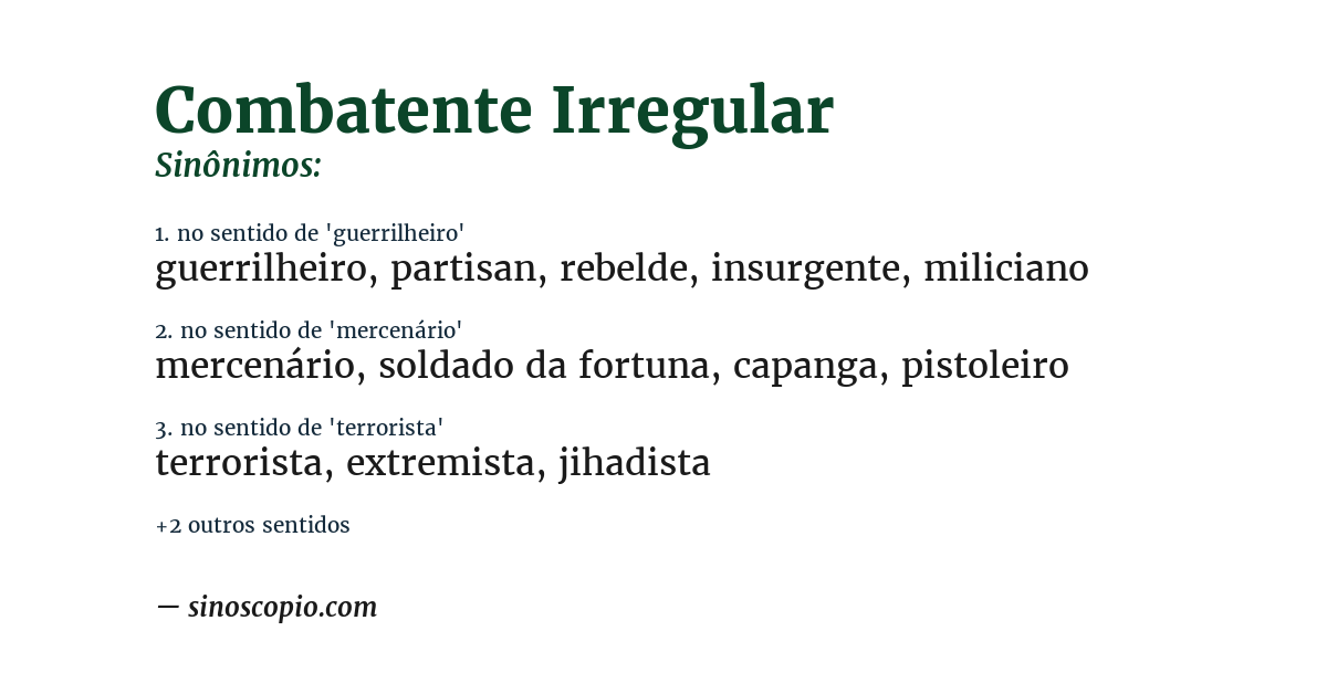 Sinônimo de combatente irregular