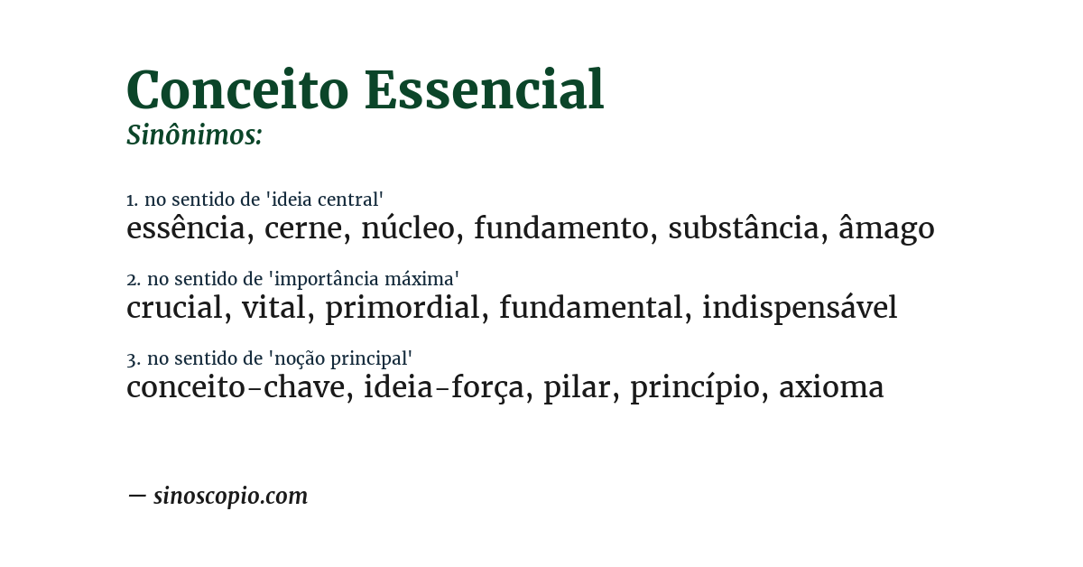 Sinônimo de conceito essencial